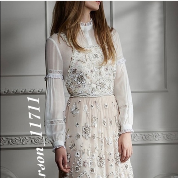 NWT Needle and Thread Pink Petal cluster bib gown xs 🦋 - Picture 7 of 16